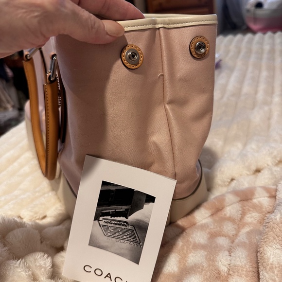 Coach Hampton Canvas &Leather Small Tote New Pink - Picture 11 of 11